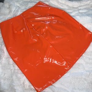 F21 - Orange Faux Leather Skirt